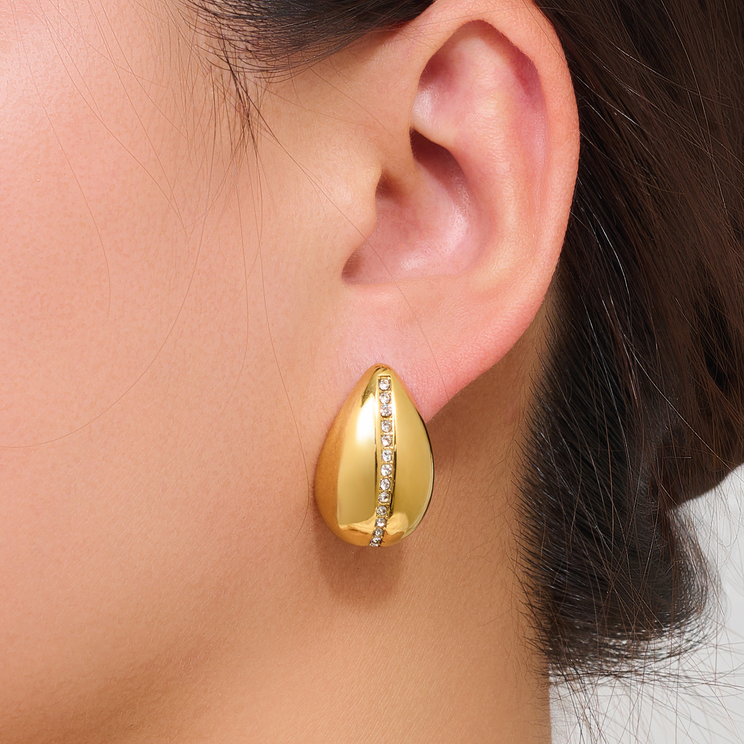 Geometric earrings stainless steel pearl