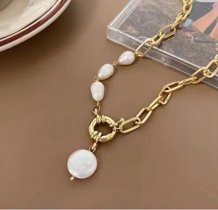 Colar de pérolas de luxo com fecho magnético para mulheres_voghion.com