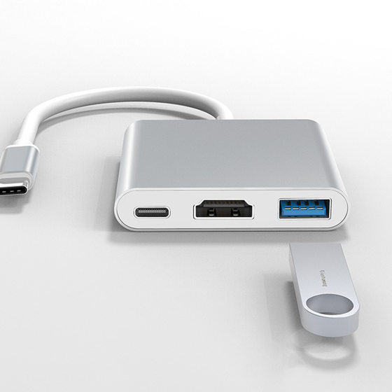Factory wholesale Type-c to HDMI three-in-one adapter cable Type-c to USB + HDMI + PD converter