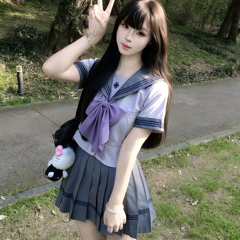 椿岛森原创jk制服【紫苑中】紫色日系学院风水手服校供感正版套装
