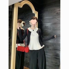 法式娃娃领蝴蝶结吊带背心长袖薄款开衫女2025秋季新款时尚套装潮