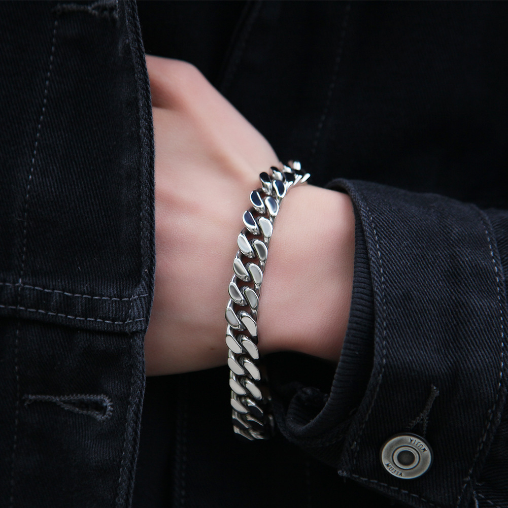 68g Weight Bracelets Classification 316L Stainless Steel Chain Material 1 Piece Quantity Holiday, Daily Occasion 316L Stainless Steel Material Geometric Pattern Men's Gender Simple Style Style Waterproof Non Tarnish, Surgical Steel Craft Simple Style 316L Stainless Steel  Geometric Men's Chain Bracelets 12