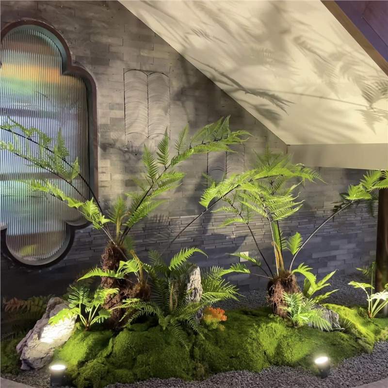 模擬緑の植物、ゴールデンシルクヘッドシダ、鉢植え、中国風の芸術的インスピレーション、リビングルーム、偽の緑の植物、装飾、造園、禅の装飾品|undefined