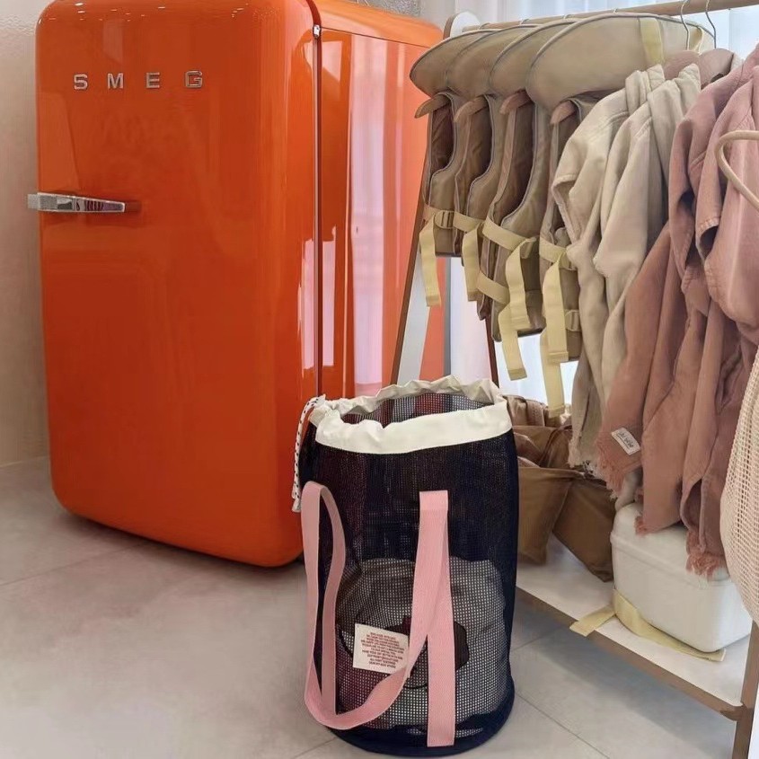 韓国ins休暇旅行ビーチバッグネット布ポケット大容量手提げ袋水泳通気ネット収納バッグ