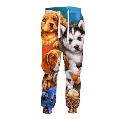 Fashion Men's Funny Cute Gravelly Puppy 3D Printed Pants Casual Sweatpants Jogger Clothing Sweatpants