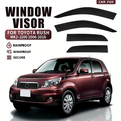 Suitable for TOYOTA RUSH rain and rain shield rearview mirror rain eyebrow TOYOTA RUSH Window visor (Rain shield) - standard-packaging-without-logo-toyota-rush-short-shaft-mk2-j200-2006-2016-no-bright-strips-rain-shield-corner-protection-packaging