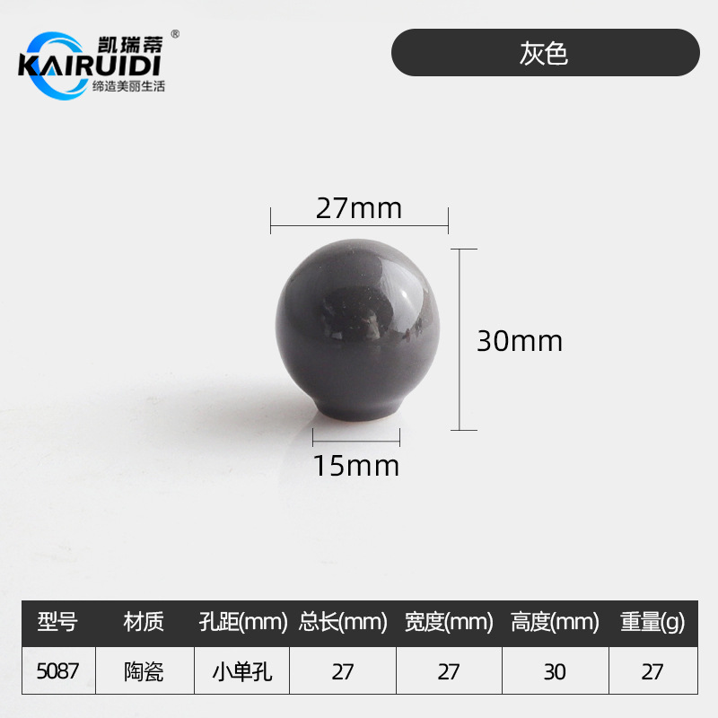 Ручка мебельная Kairuiti 5087 серая маленькая