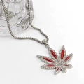 Full rhinestone red maple leaf + 3.0*70cm pearl chain