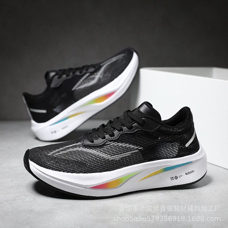 Flying electricidad 5c hombres y mujeres de alta calidad al aire libre ventilado placa de carbono de malla de soporte de conejo rojo zapatos deportivos ociosos para correr zapatos