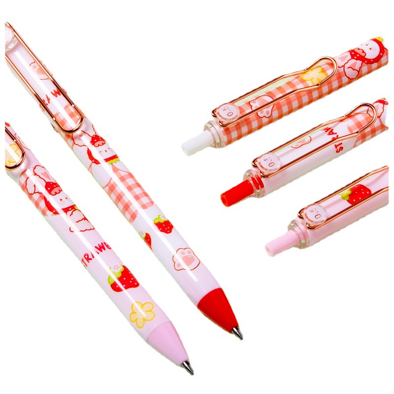 Pluma de estudiante creativa negra, bala de 0,5mm, pluma de góner de prensa, pluma negra, Jane Dan, mermelada cultural y creativa, conejo a granel