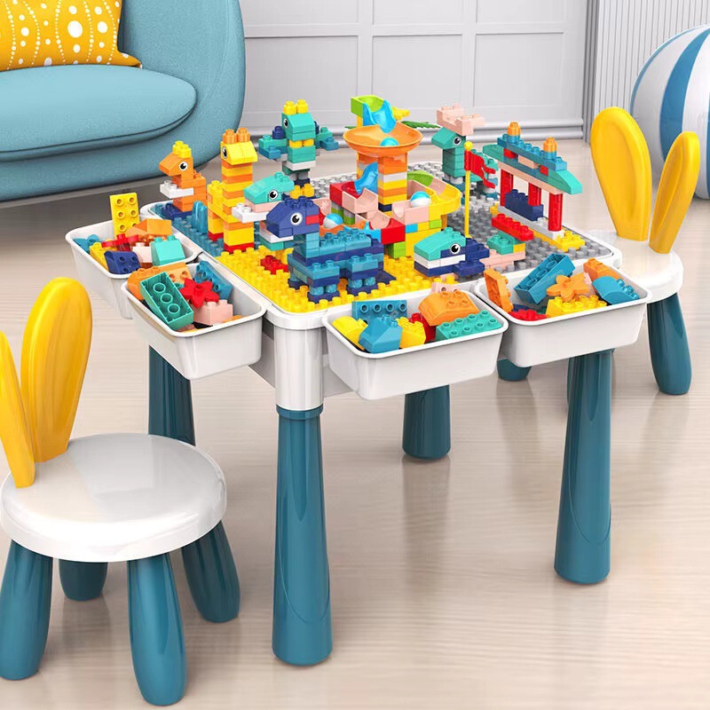 Children's Building Block Table, Multi-Functional Large Game Table, Large Particle Educational Assembly Toys for Babies Aged 3-6 Years Old