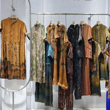 25大码中老人新款丝绸真丝连衣裙直播实体 品牌尾货走份批发