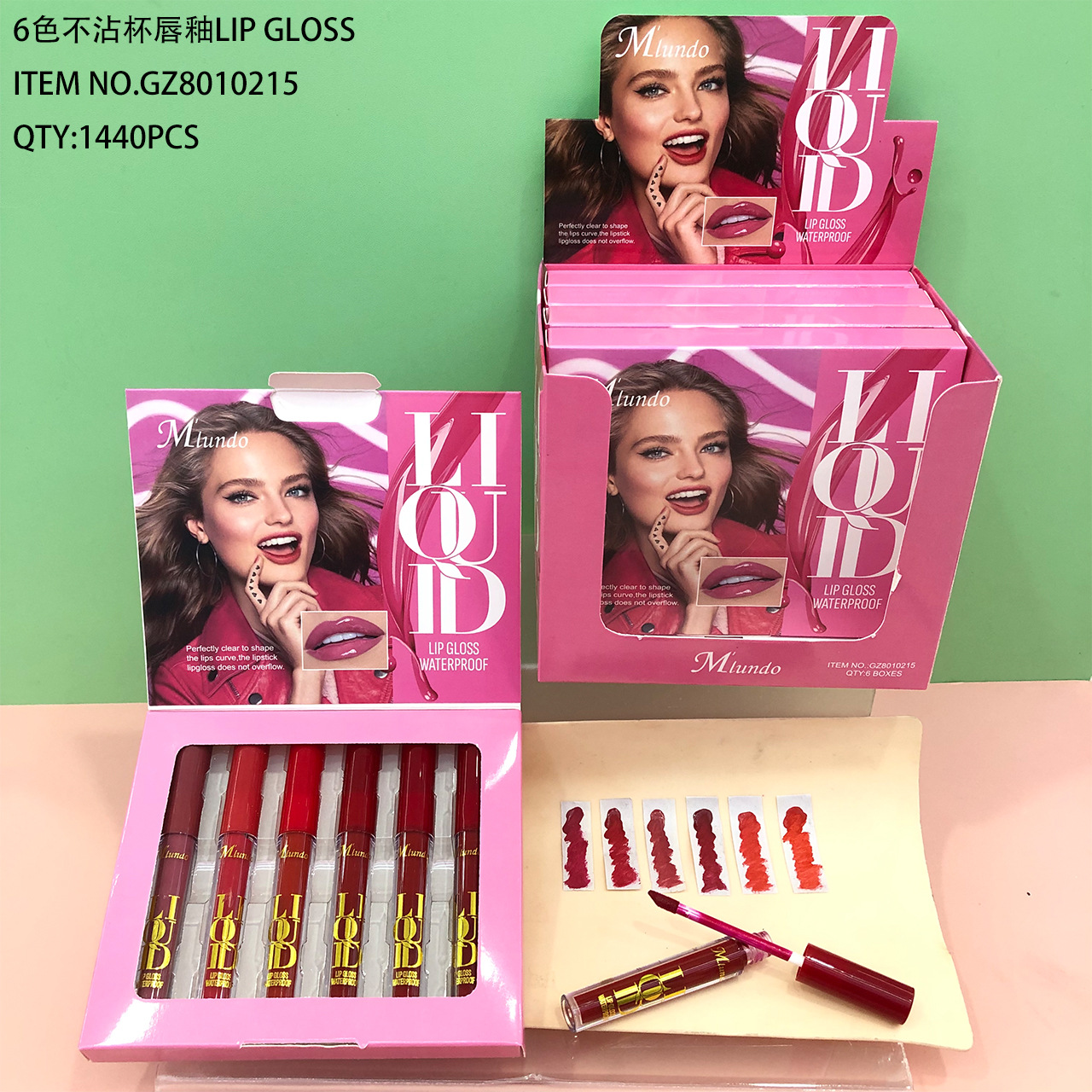 Nuevo producto MLUNDO, set de 6 labiales mate antiadherentes, brillo labial, venta al por mayor.