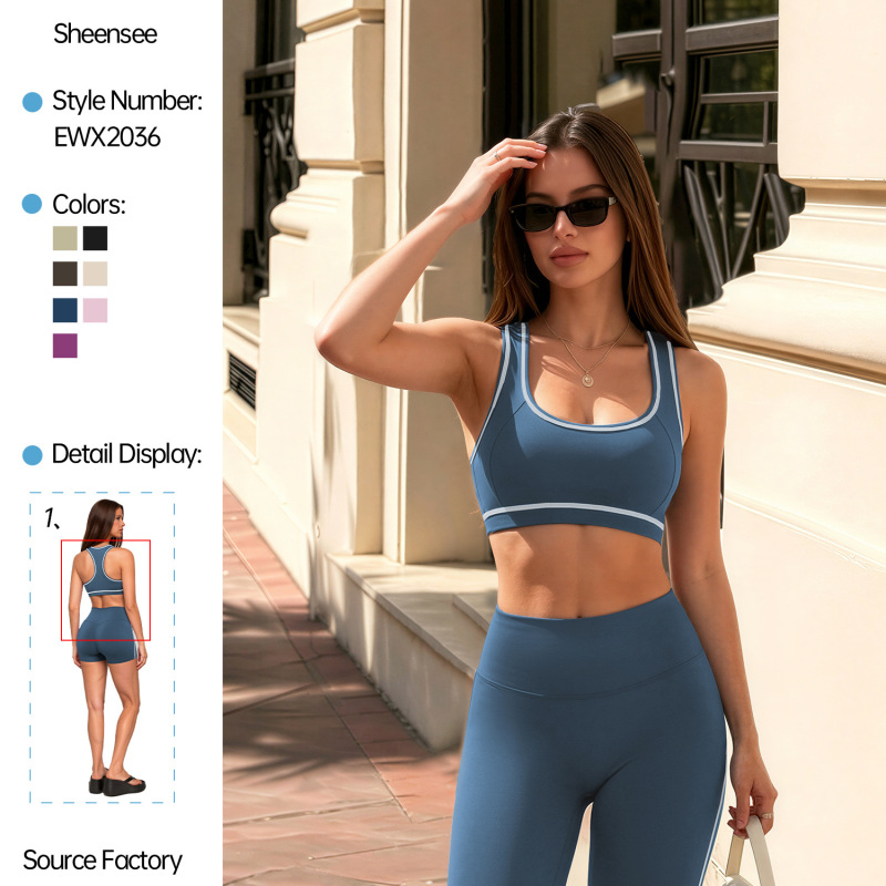 European and American Style Color-Blocking Brushed Yoga Bra with Racerback Design, Sports Tank Top for Outdoor Activities and Running, Sports Underwear 2036 European and American Style Color-Blocking Brushed Yoga Bra with Racerback Design, Sports Tank Top for Outdoor Activities and Running, Sports Underwear 2036