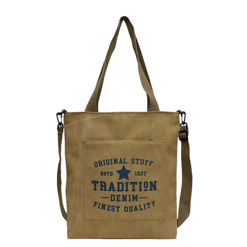 Foreign trade thickened canvas bag for men and women, large-capacity student retro handbag, class bag, shoulder bag, crossbody bag