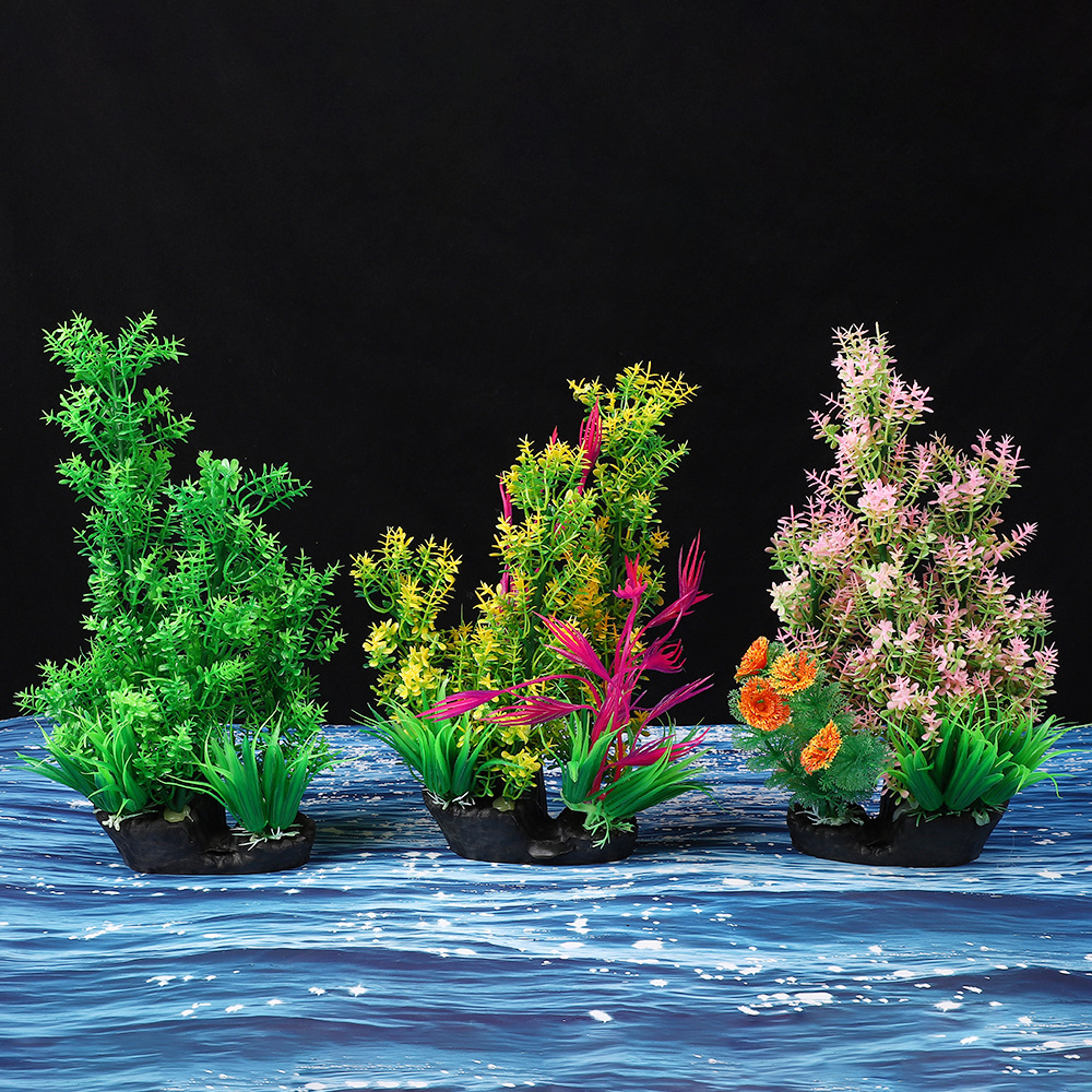 懒人鱼缸塑料海草造景假植物摆件水族用品装饰仿真花水草沉底摆设