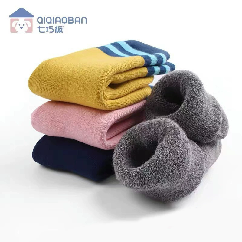 Детские носки Tangram, детские носки оптом, утолщенные мужские и женские хлопковые теплые махровые носки на флисовой подкладке, Мультяшные носки до середины икры