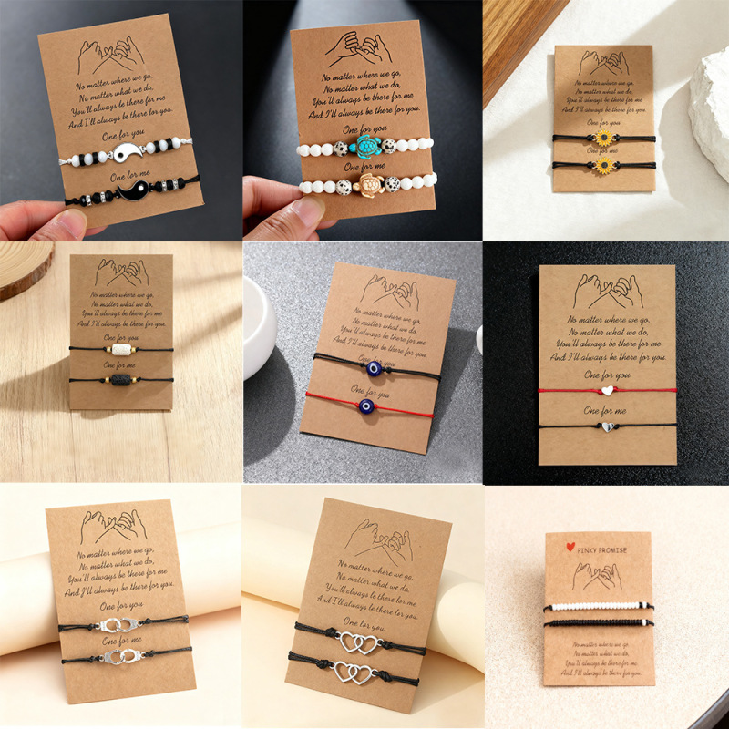 Cross-Border Amazon European and American Alloy Sunflower Volcanic Stone Heart Turtle Wax Thread Woven Friendship Card Bracelet Cross-Border Amazon European and American Alloy Sunflower Volcanic Stone Heart Turtle Wax Thread Woven Friendship Card Bracelet
