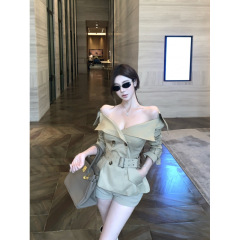 忆可达【经济上行】复古大翻领收腰双排扣小个子短款风衣外套女