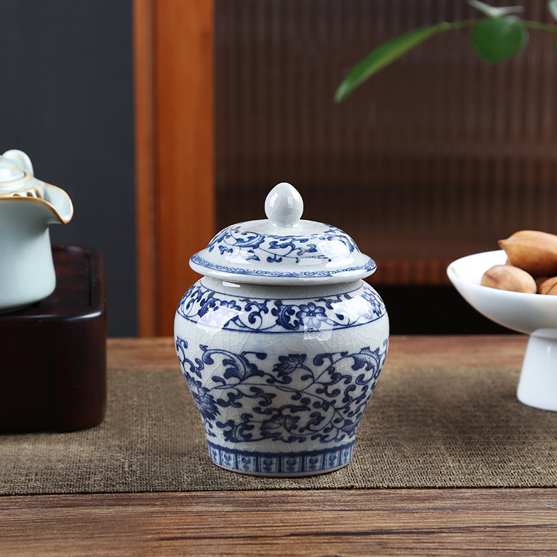La lata de té de barro de cerámica vieja, hoja abierta, latas de sello de porcelana, latas generales domésticas, latas de almacenamiento de té de cerámica a prueba de humedad al por mayor
