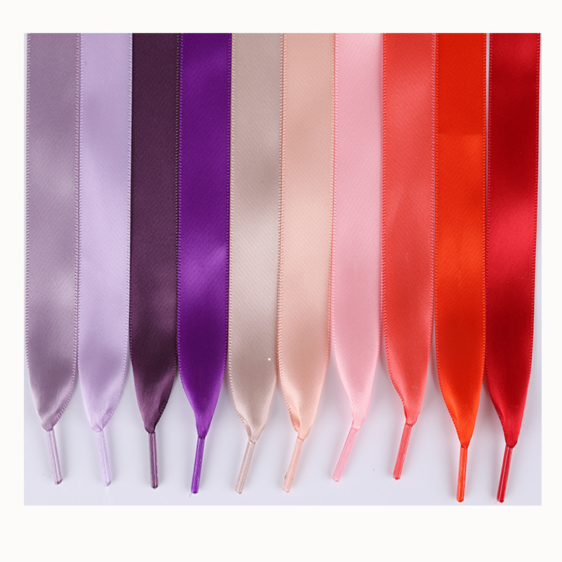 Ribbon Shoelaces, Satin Candy Color, Double-Sided Polyester Satin Glossy Lace Silks and Satins Wide Flat Webbing Shoelaces