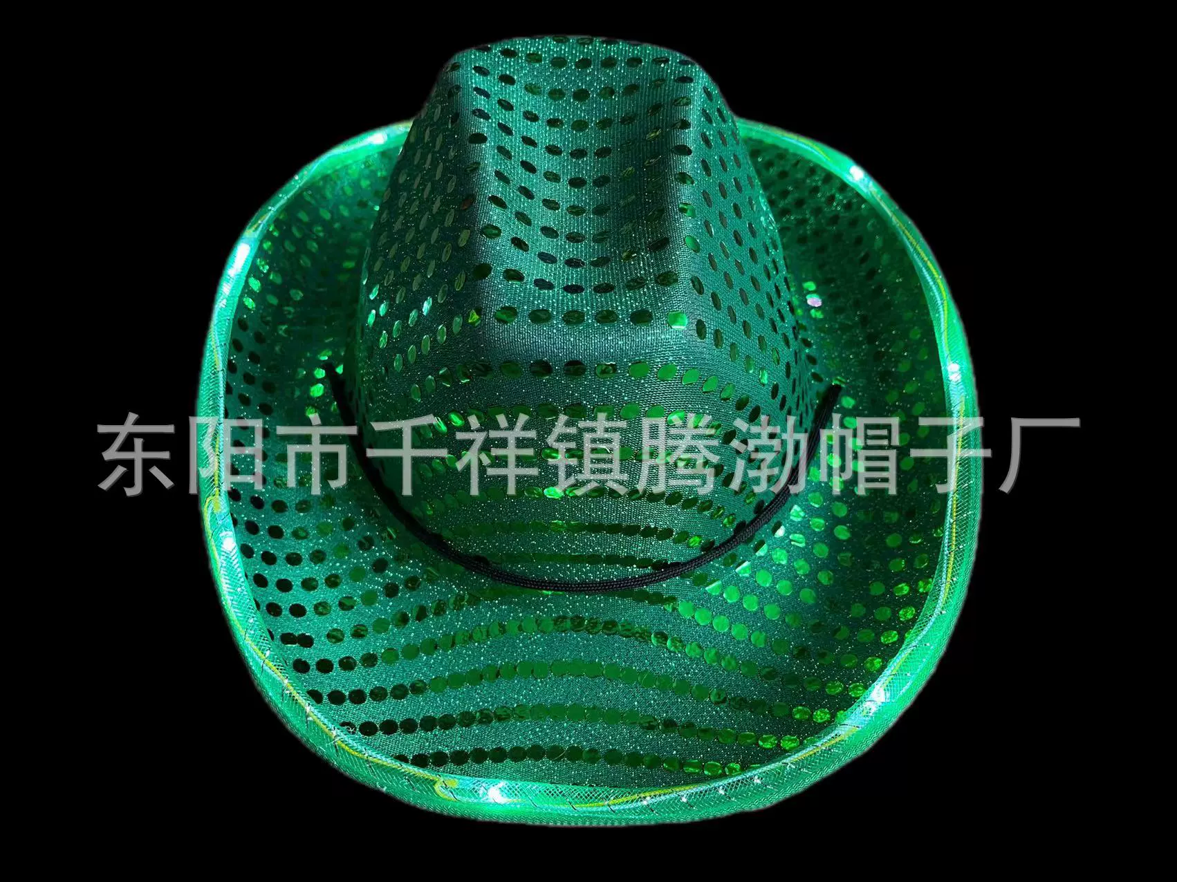 Factory direct LED sequins glowing western denim hat Halloween performance hat jazz hat colorful denim hat