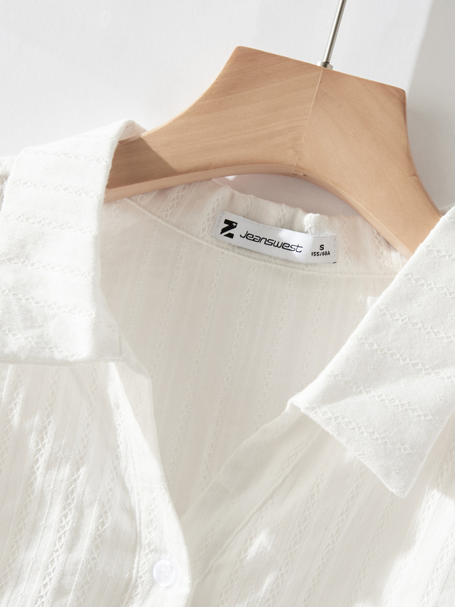 Áo sơ mi polo nữ tay ngắn cổ bẻ chất liệu cotton phối màu trơn thanh lịch — xanh lam