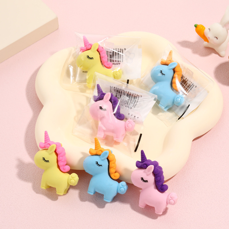 卸売クリエイティブネット赤カラー3dユニコーン消しゴム小学生文房具幼稚園奨励品清潔で拭きやすい|undefined