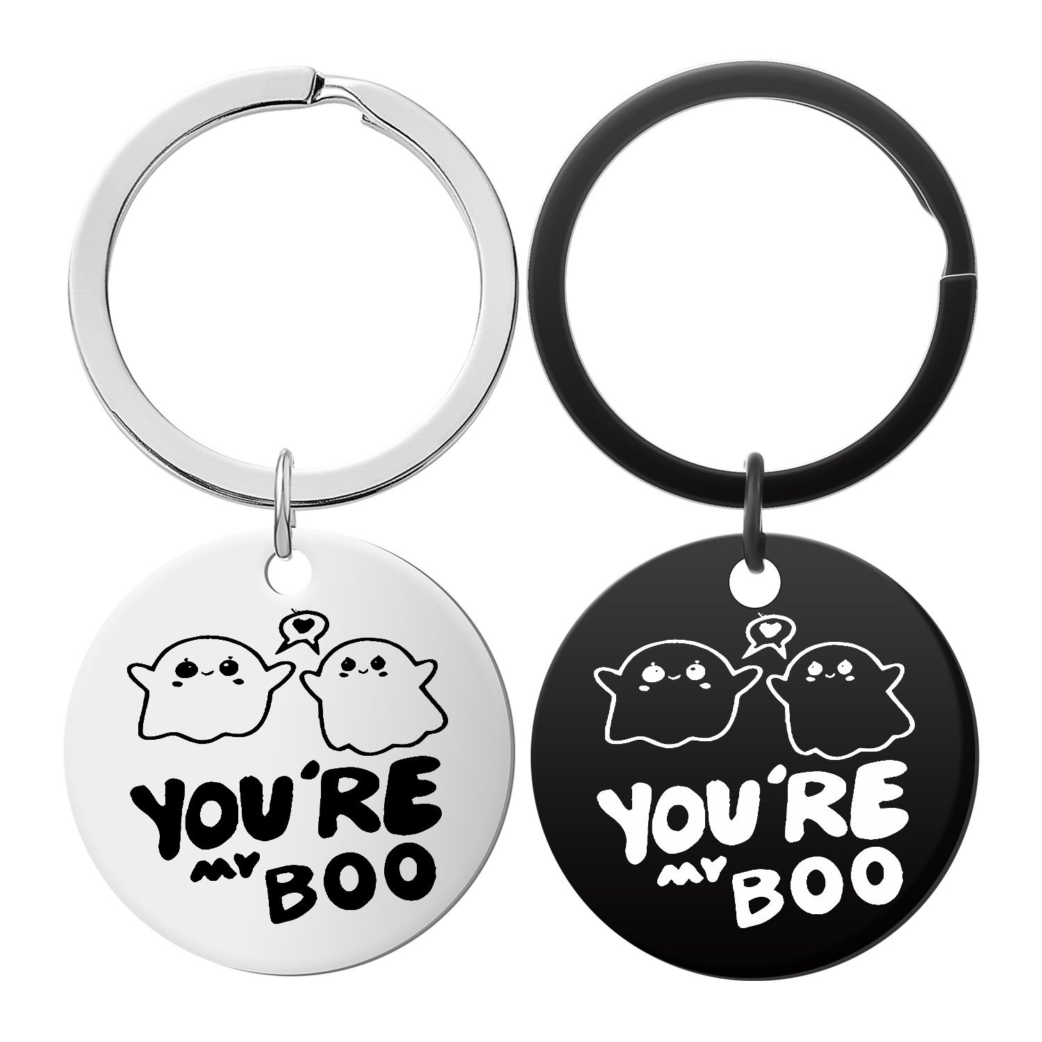 不锈钢钥匙扣万圣节小礼物跨境现货金属玩偶刻字圆形搞怪嘻哈