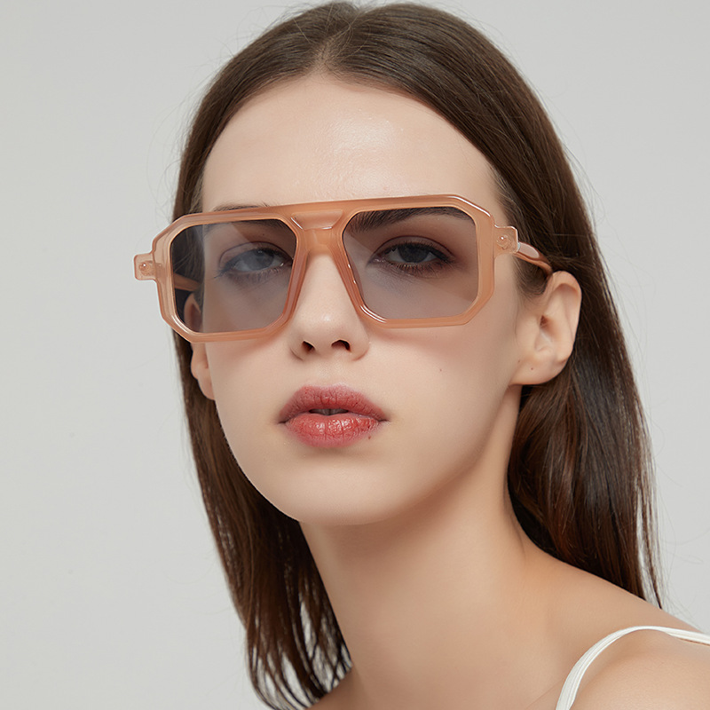 50g Weight Full Frame Glasses Structure Sunglasses Classification Retro Solid Color Ac UV400 Protection Polygon Full Frame Women's Sunglasses