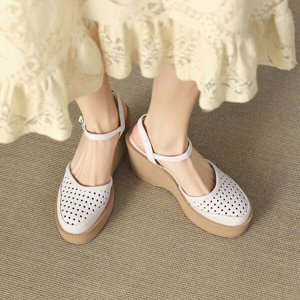 Sandal cao gót nữ mũi nhọn quai ngang đế dày 9.5cm — màu trắng ngà, màu mơ