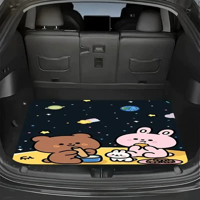 Temu Labeling Dropshipping Cross-Border Abstract Printed Car Trunk Mat Water-Absorbent, Non-Slip, Dirt-Resistant and Wear-Resistant Car Floor Mat (Avtomobil döşəmə paspasları) - jq-trunk-mat-1-75100cm
