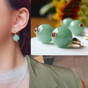Natural Chalcedony Earrings Women's French Earrings Temperament Earrings 2021 Autumn and Winter New Trendy Short Hair Earrings Mom
