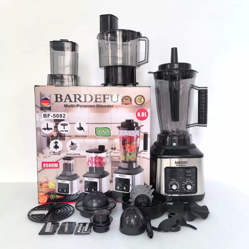 Cross-border 4L 8-in-1 blender for commercial use, stainless steel, high-power, pure copper mixer, meat grinder, crushed ice, juice extractor