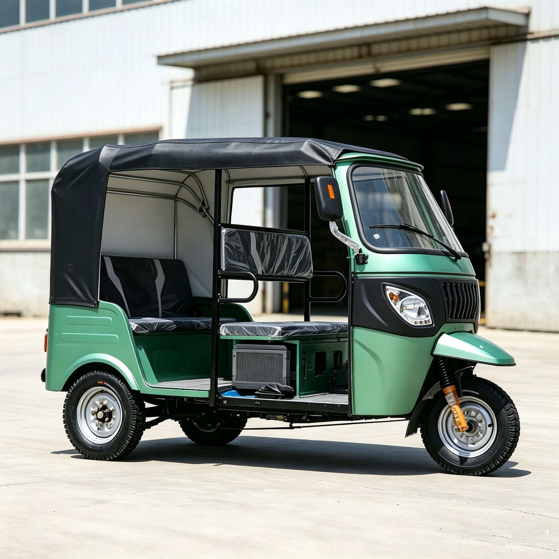 High shock-absorbing and wear-resistant tires, passenger tricycle with large visibility, weatherproof canopy, suitable for multiple passengers, used for commuting and passenger transportation, tuktuk