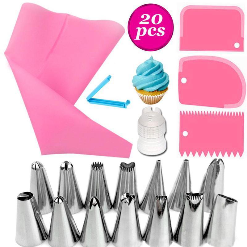廠家 20件套裱花嘴 蛋糕裝飾裱花嘴 裱花袋 奶油刮板 封口夾