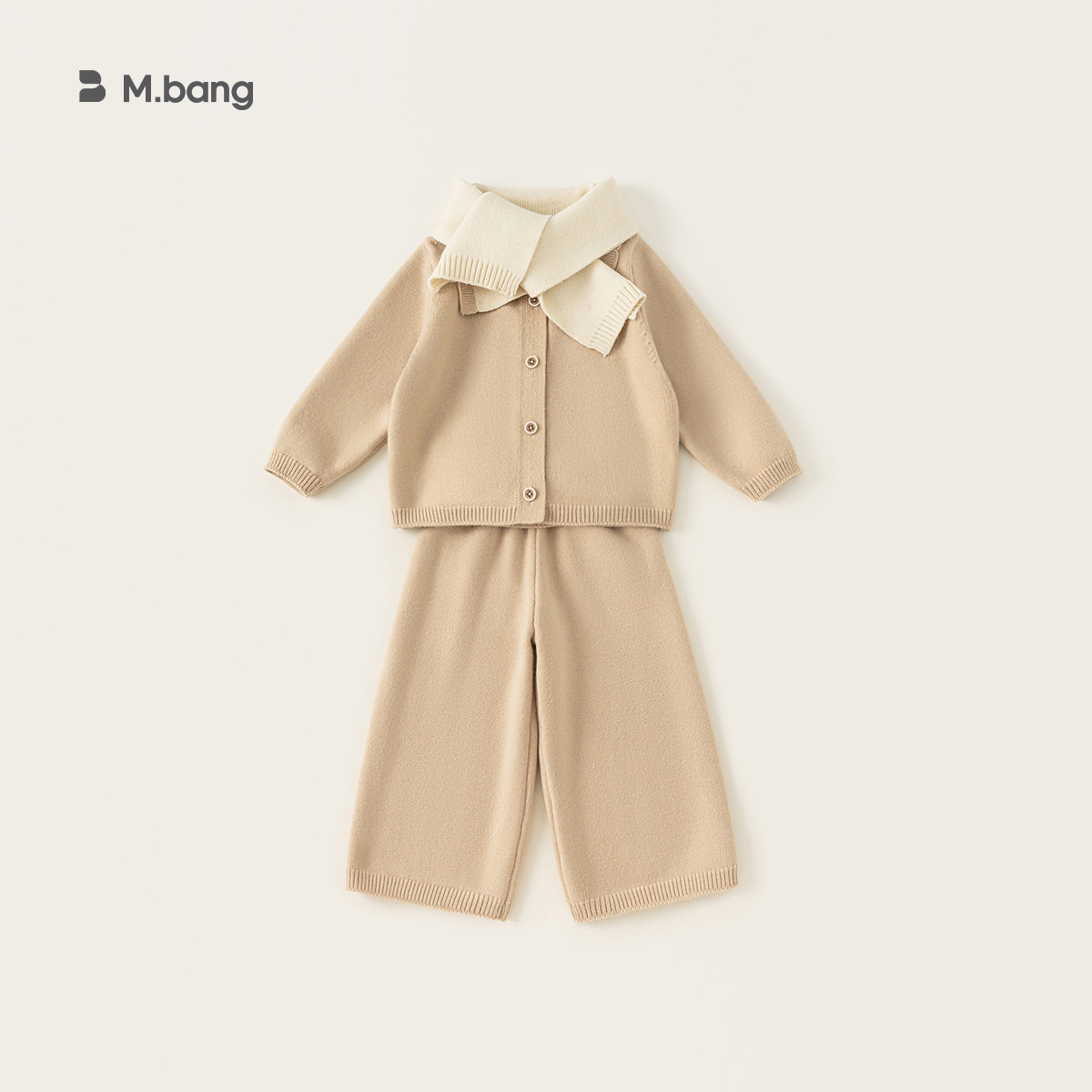 Conjunto de ropa infantil Bangxuan para primavera y otoño, conjunto de tres piezas de punto a rayas para niñas con cuello, suéter para bebé, ropa moderna para niños pequeños.
