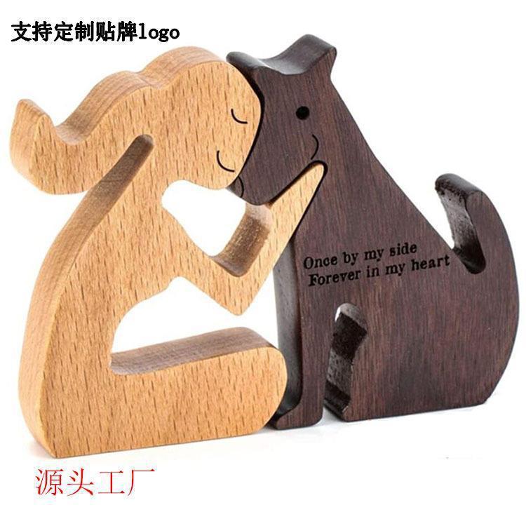 越境新品子犬家族創意玩具装飾木製置物デスクトップ北欧家庭工芸品プレゼント|undefined