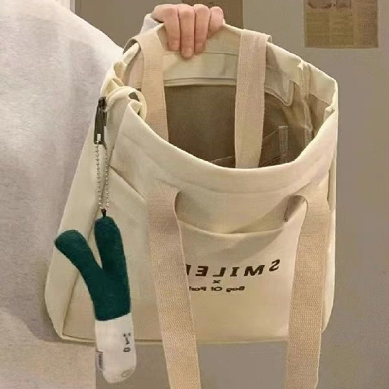 大学生上课帆布包新款休闲百搭单肩大容量上班通勤托特|undefined