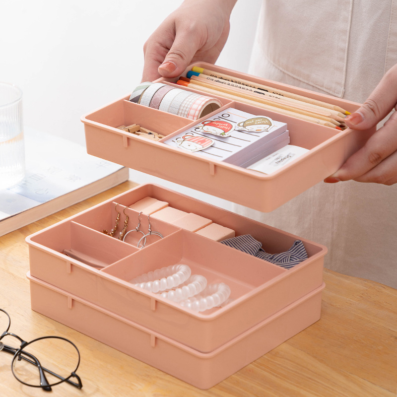 Desktop Stackable Compartment Storage Box Household Drawer Small Items Classification Box Cosmetics Stationery Storage Box