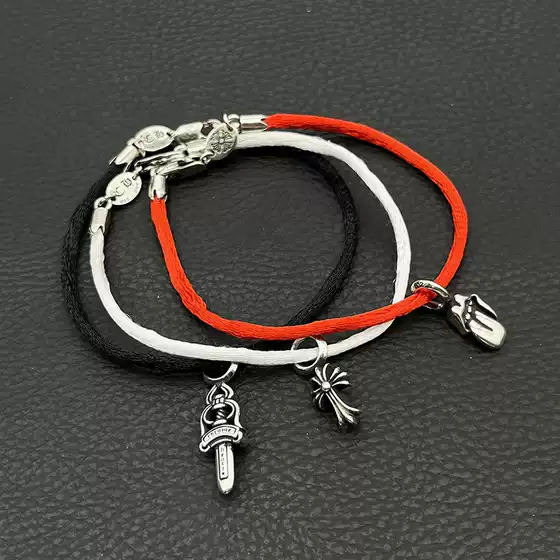 Premium Classic Cross Bracelet with Iris and Pentagram Pendant, Lucky Red String, Heart String, Couple Black Cord