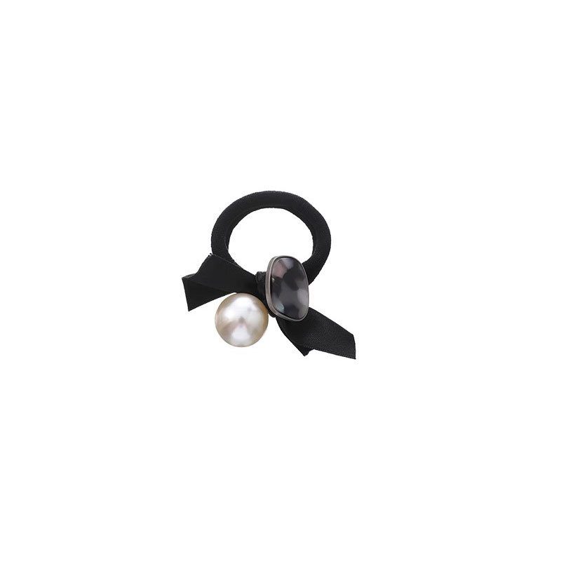 Arco negro perla anillo de cabello de alta sensibilidad de alta elasticidad banda de goma para mujeres atado cabello 2025 nuevo accesorio de cabello de cuerda de cabeza