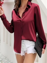 G 26471 Satin Shirt omen Long Sleeve Blouse ���泤�����