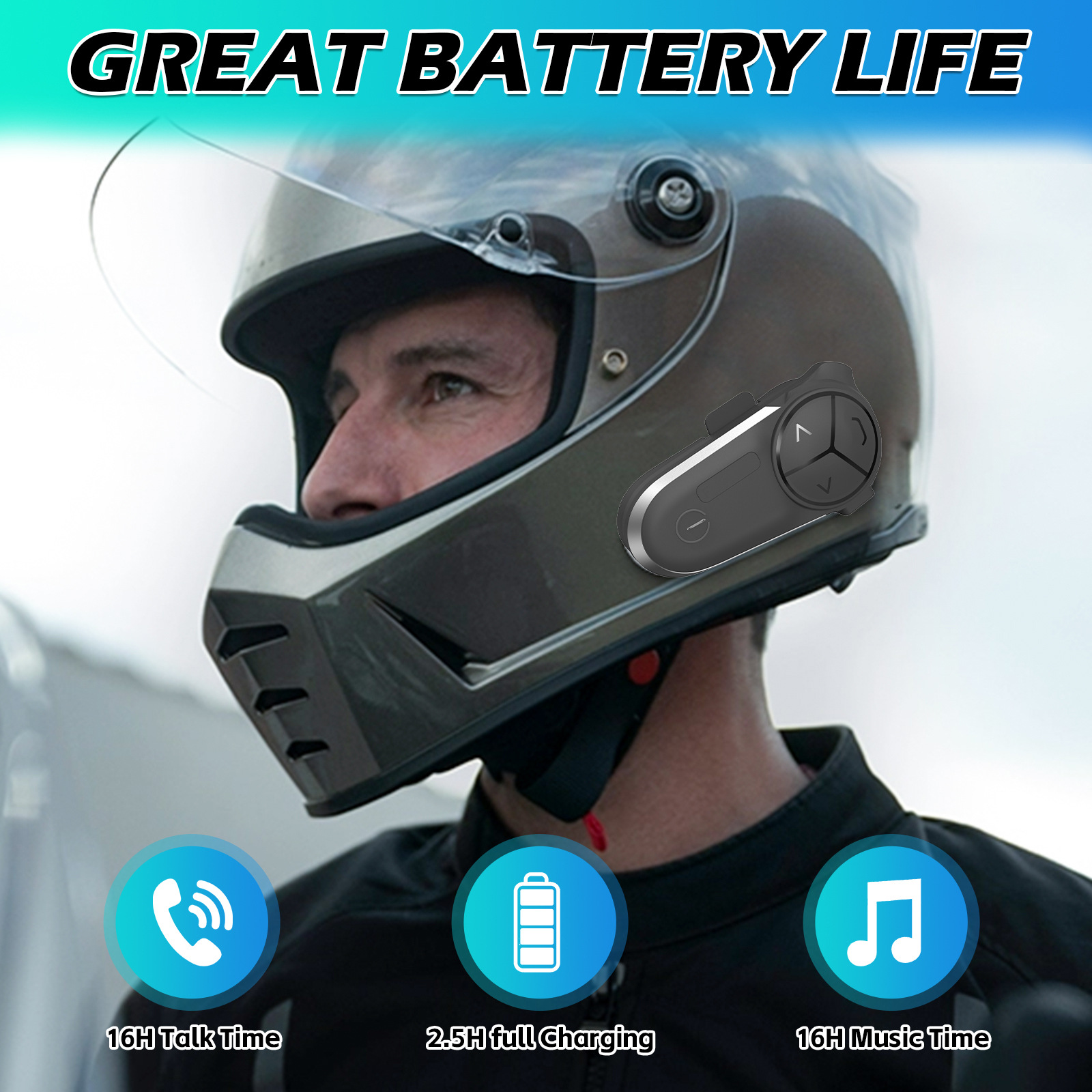 Bt-S5 Dual-Chip Helmet Bluetooth Headset Motorcycle Intercom Headset Helmet Intercom for 3 to 10 People to Communicate Together