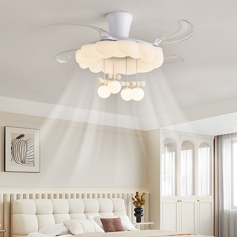Ventilador de sala de estar para el hogar lámpara integrada 2025 nuevo restaurante moderno invisible moderno minimalista estilo crema techo de dormitorio