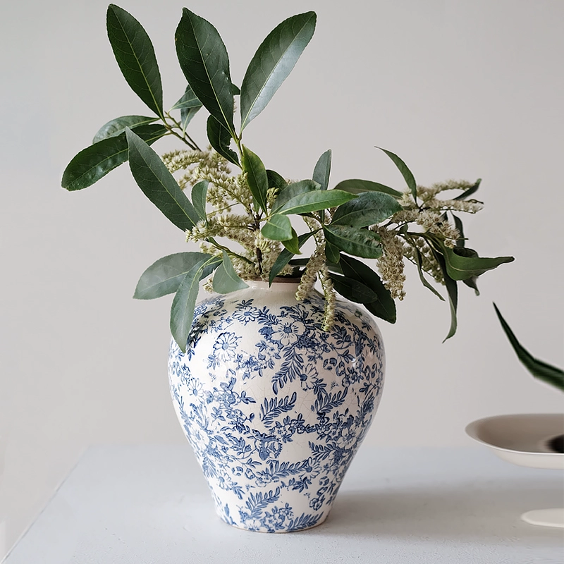Давно-пан французская ретро-керамическая ваза синие и белые фарфоровые гидропонные цветы цветочные композиции для гостиной столешницы декоративные украшения высокого уровня