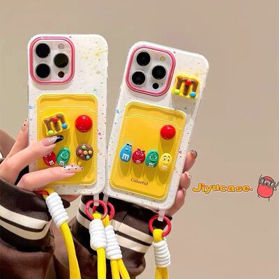 趣味可爱泼墨M豆卡包iPhone16pro/14/13/12手机壳se苹果xr/xsmax7
