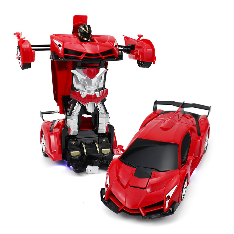 Control remoto transfronterizo con una tecla coche de deformación robot eléctrico modelo de carreras niño niño juguete coche de control remoto al por mayor