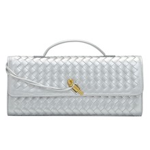 跨境高级感编织单肩法棍包时尚精致横款手拿晚宴包百搭女士斜跨包