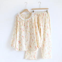 Breastfeeding Sleepwear Summer Postpartum Clothes Thin Postpartum Cotton Yarn Pregnant Women's Home Wear Spring and Autumn Maternity Breastfeeding Long Sleeve Set 